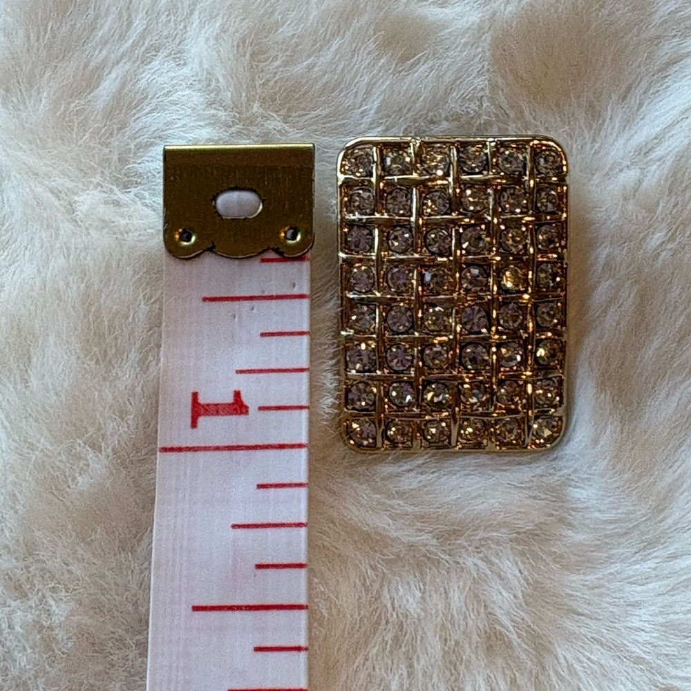 A New Day Gold Rhinestone Rectangle Stud Earrings NWT Nickel Free - Picture 5 of 6